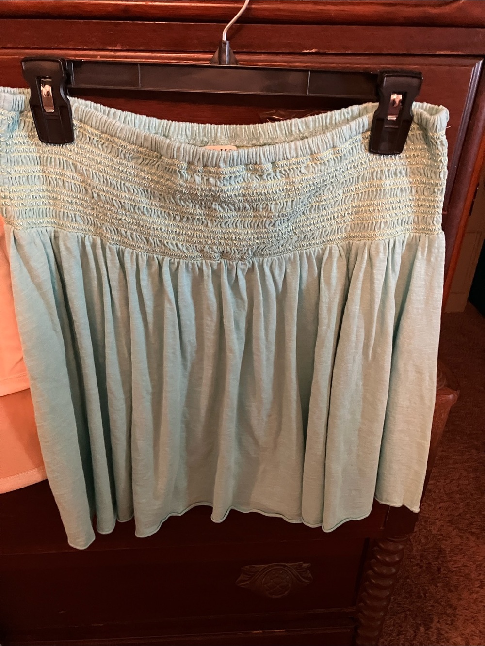 Roxy Light Blue Smocked Waist Skater Skirt